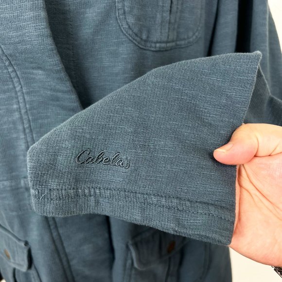 Cabela's Sweater Women Large Blue Button Up Utility Jacket Cotton Work Outdoor - Picture 10 of 11